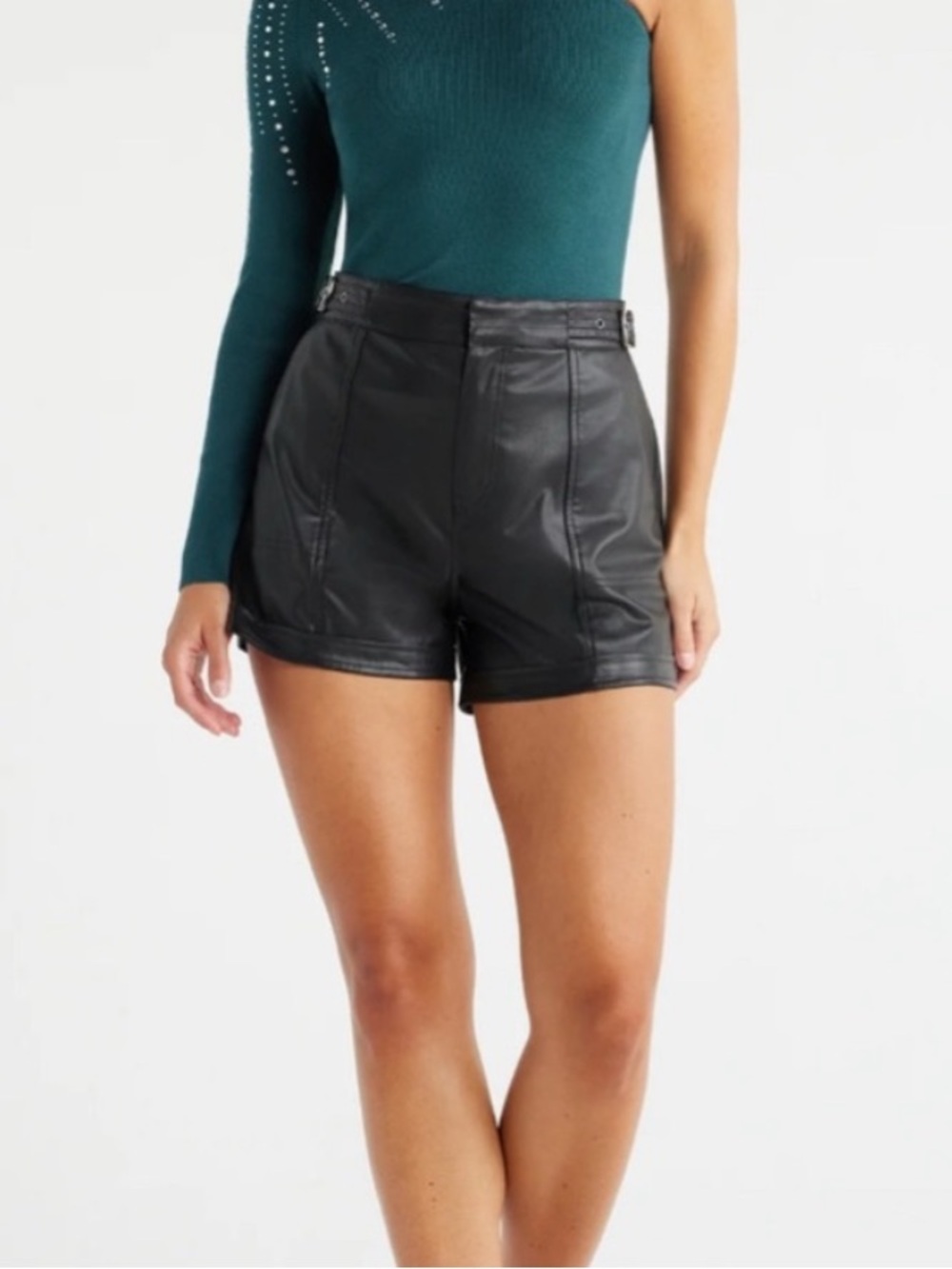 NWT Sofia Vergara Faux Leather Black Shorts High Rise Short Size 10 Sofia Jeans
